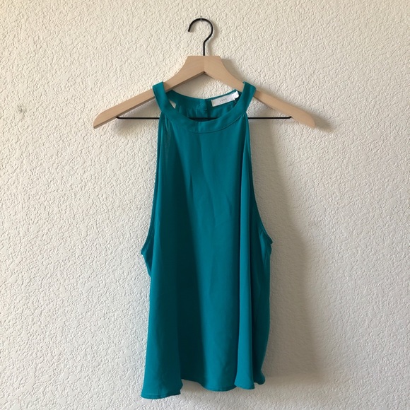 Lush Tops - Lush Button Back High Neck Tank Sz L